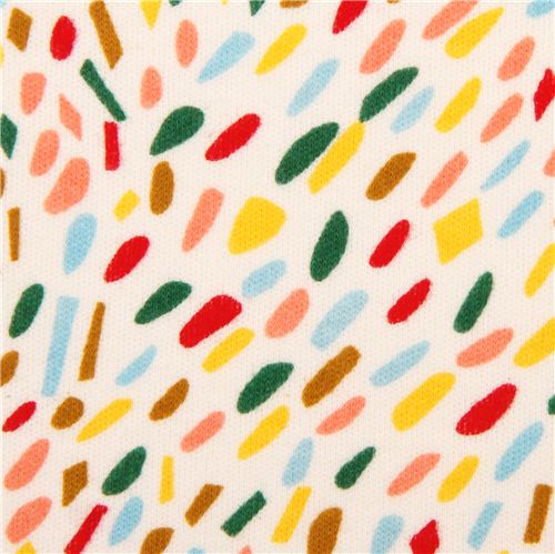 Tissu bio en jersey crme avec des taches multicolores, par birch USA Tissu