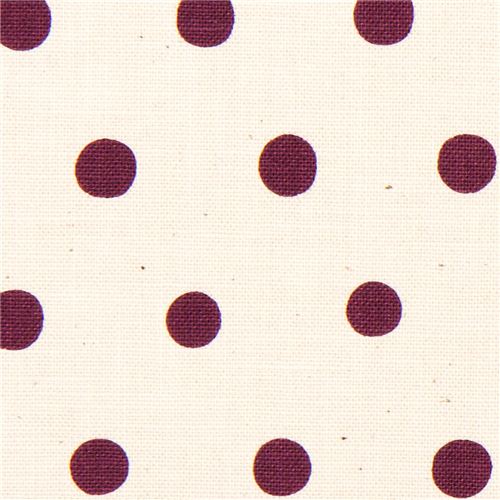 cream coloured echino canvas fabric purple polka dots 1