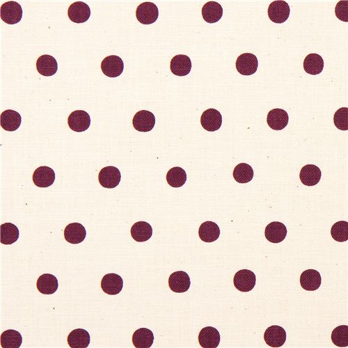 cream coloured echino canvas fabric purple polka dots 2