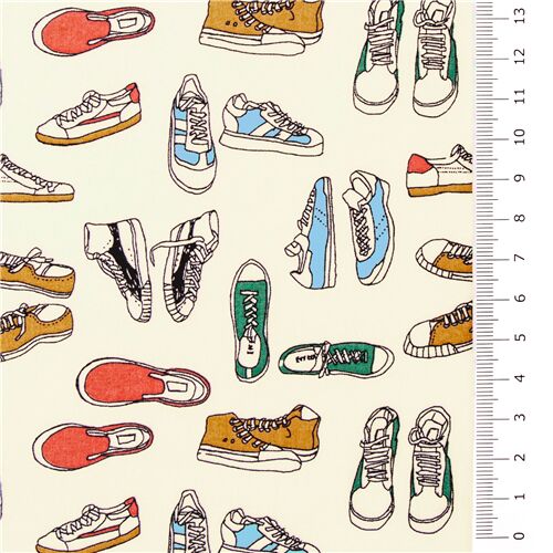 Resto de (41 x 110 cm) - Tela lin�n de algod�n color crema con zapatillas converse loneta sneaker 3