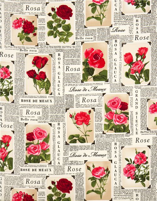 cremefarbener Designer Stoff Rosen in der Zeitung 2