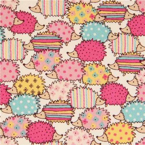 Tela sarga crema erizo estampado flor de Japón Tela