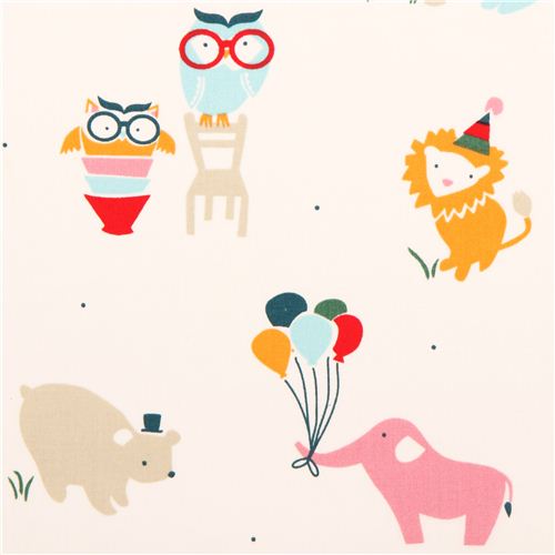 Tela orgnica crema fiesta animal oso birch Everyday Party Tela