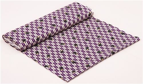 Tela Asia crema violeta animal gato suerte estampado japon�s flecha de Jap�n 3