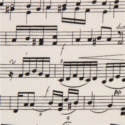 cremefarbener Musik Notenblatt Stoff