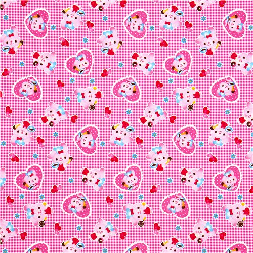 cute fabric with rabbit heart doughnut by Kokka Japan 2