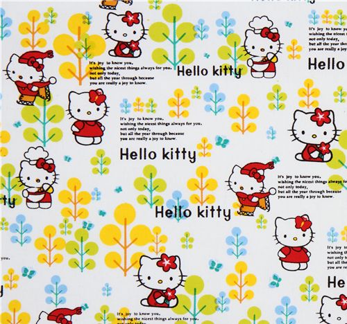 cute Hello Kitty canvas fabric trees ice skating winter 2