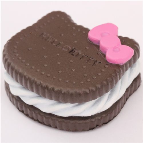 cute Hello Kitty chocolate biscuit bow squishy charm  2