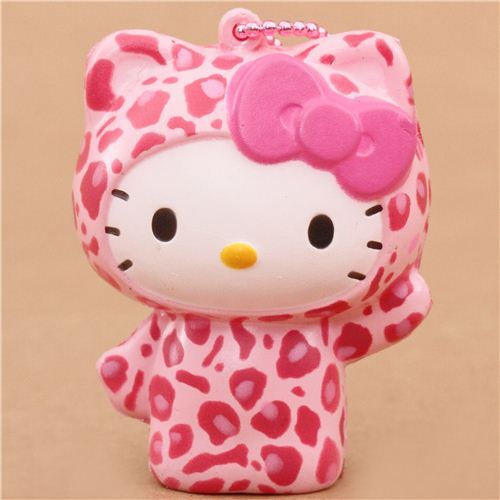 cute Hello Kitty pink leopard squishy charm kawaii