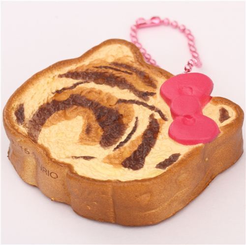 Squishy ,tranche de pain grill en forme de tte Hello Kitty avec un noeud 2