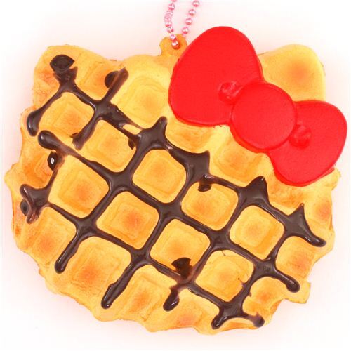 cute Hello Kitty waffle red bow squishy charm kawaii
