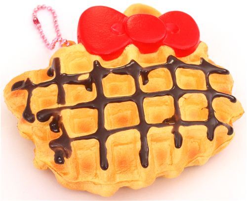 cute Hello Kitty waffle red bow squishy charm kawaii 2