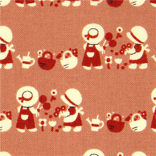 cute Kokka fabric with children & flowers du Japon1