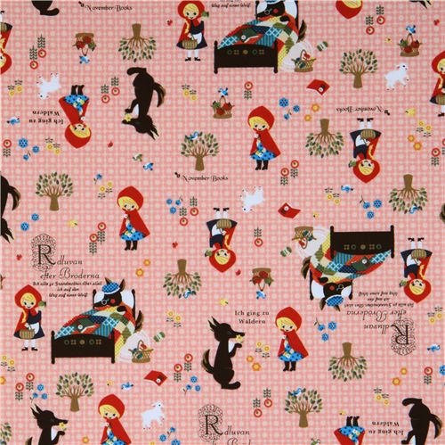 cute Little Red Riding Hood Kokka fabric Japan red 2