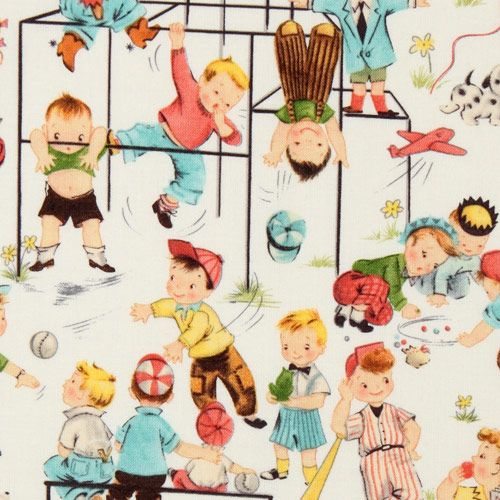 cute Michael Miller vintage fabric children playground Tela