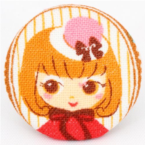 cute Paris girl Cosmo button fabric button Japan 1