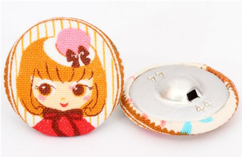 cute Paris girl Cosmo button fabric button Japan 2