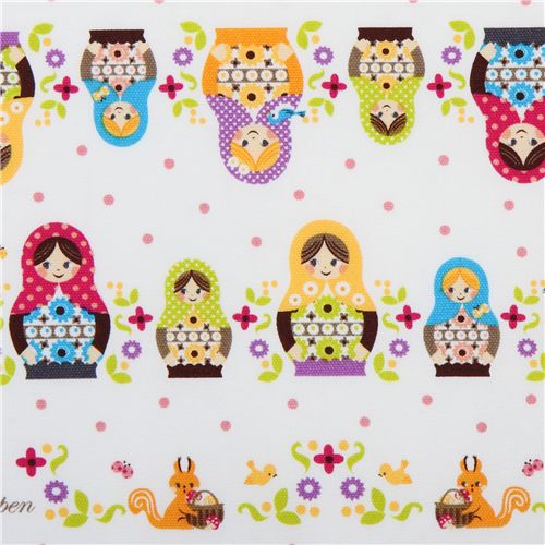 cute Russian dolls Kokka fabric from Japan babushka Tessuto