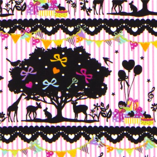 cute animal fabric with deer giraffe bunny tree present 1