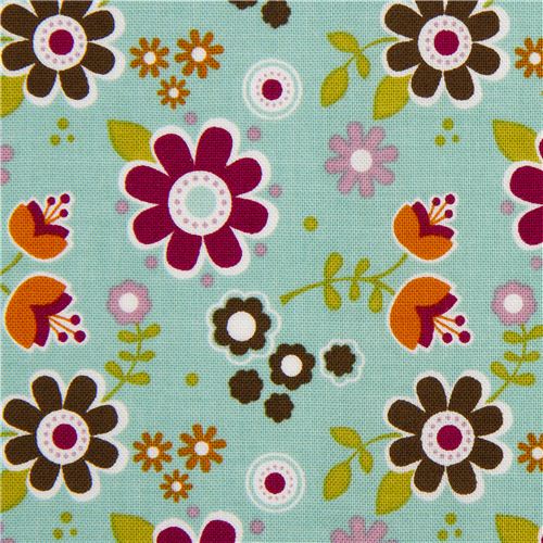 cute aqua Riley Blake flower fabric USA Fabric