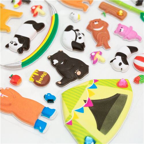 Autocollants spongieux bomb�s 3D avec des ours, pandas, animaux, du bambou 5