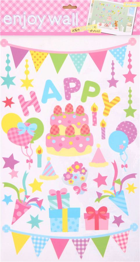 adesivi da parete torte di compleanno Happy Birthday dal Giappone 2