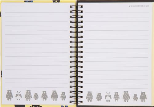 Libreta de anillas bloc negro amarillo claro animal oso de Jap�n 3