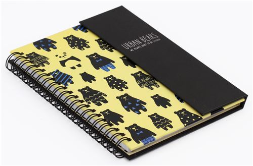 Libreta de anillas bloc negro amarillo claro animal oso de Jap�n 5