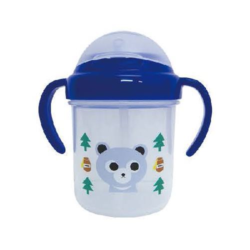 cute blue bear straw plastic mug