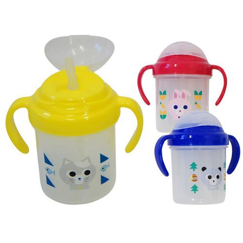 cute blue bear straw plastic mug 2