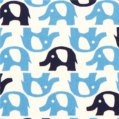 simpatico Tessuto Elefanti blu Kokka Giappone Tessuto