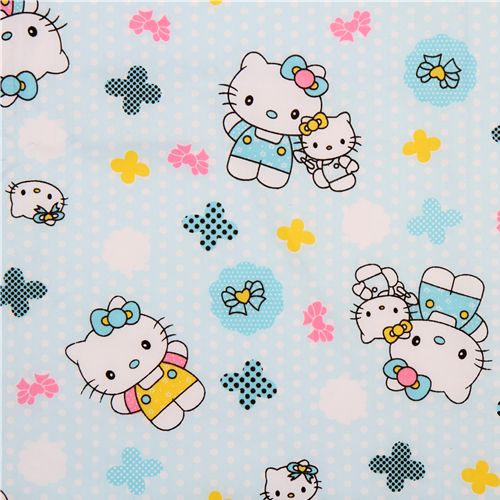 cute blue fabric with Hello Kitty as a mum with baby 1