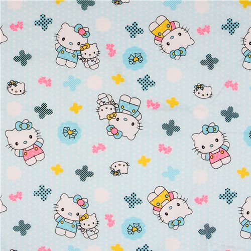 cute blue fabric with Hello Kitty as a mum with baby 2