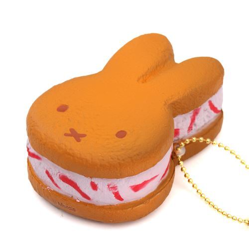 cute brown Miffy bunny rabbit ice cream sandwich squishy for  backpack 3