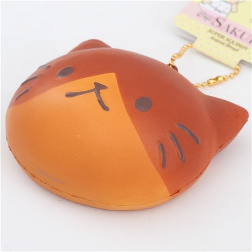 cute brown and dark brown cat face bread bun squishy charm kawaii Cafe Sakura 2