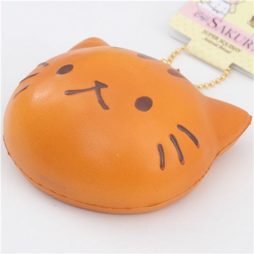cute brown cat face bread bun squishy charm kawaii Cafe Sakura 2