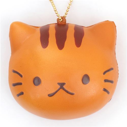 cute brown cat face bread bun squishy charm kawaii Cafe Sakura