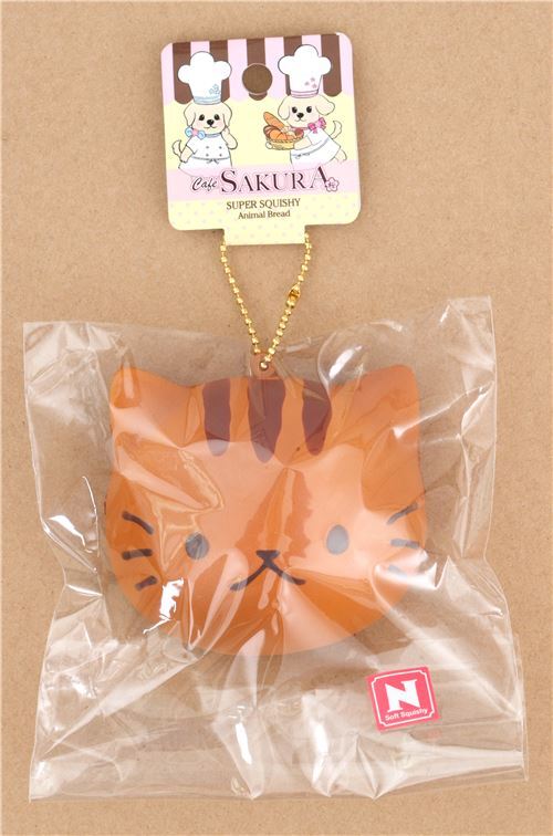 cute brown cat face bread bun squishy charm kawaii Cafe Sakura 4