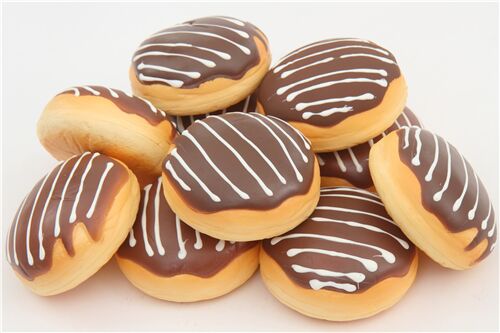 cute brown white icing donut bun squishy 6