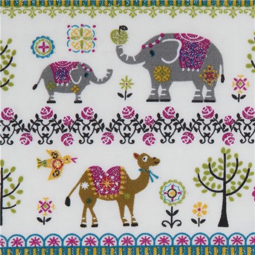 süsse Kamele Elefanten japanischer Stoff Kokka Stoff