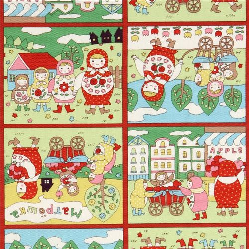 cute colourful matryoshka fabric Kokka Japan 1
