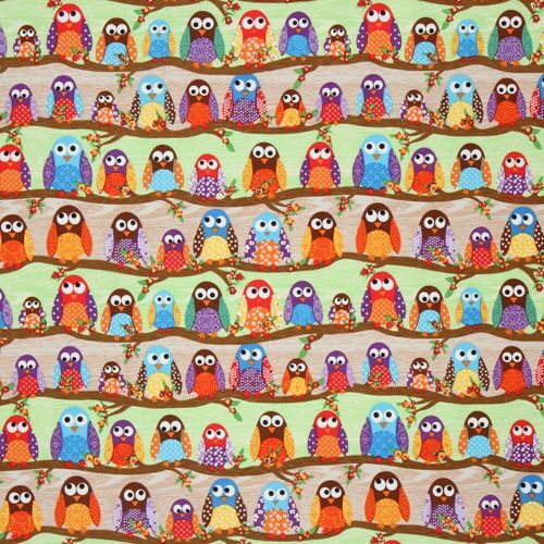 Stoffrest 47 cm - süsser bunter Eulen Stoff What a Hoot USA Designer 5