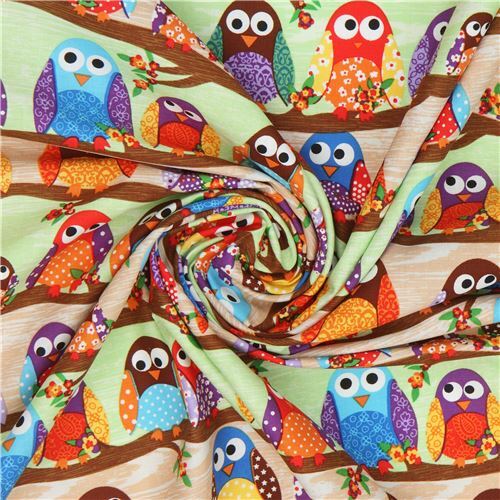 Stoffrest 47 cm - süsser bunter Eulen Stoff What a Hoot USA Designer 4