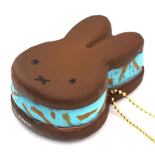 cute dark brown Miffy bunny rabbit ice cream sandwich squishy for  backpack 3