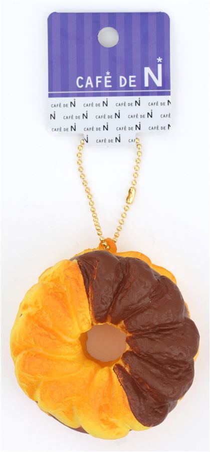 cute dark brown orange-yellow French cruller brown filling squishy charm kawaii Cafe de N 3