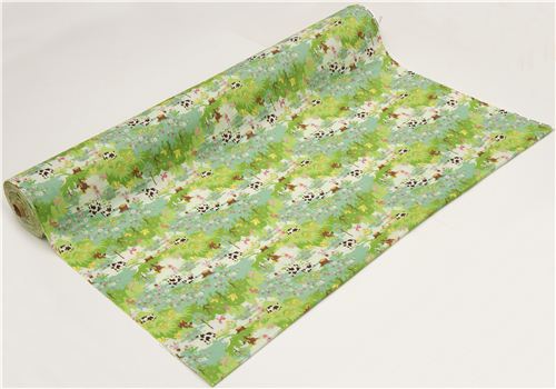süßer Double Gauze Stoff Wald Fuchs Hase Kuh aus Japan 3