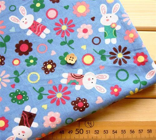 cute fabric Bunny Flowers kawaii half yard 1
