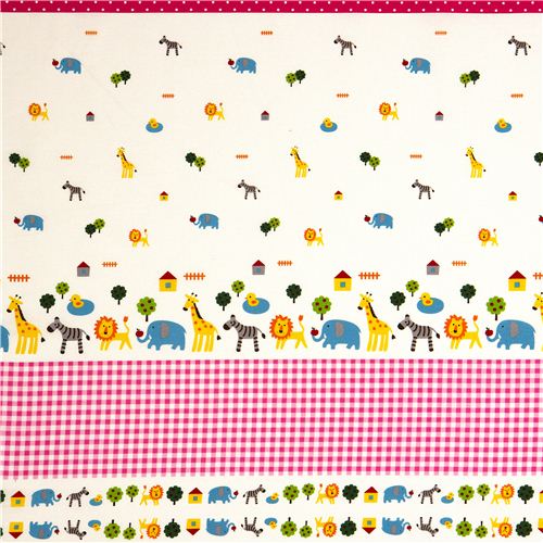 cute fabric by Kokka with lion zebra giraffe elephant 3