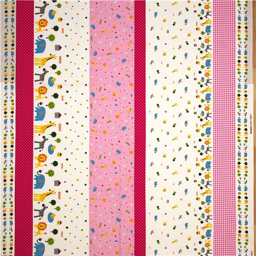 cute fabric by Kokka with lion zebra giraffe elephant 4