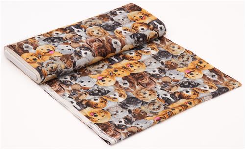Chutes de tissu de (32 x 110 cm) - Joli tissu avec des chiens marron et gris, Adorable Pets par Eliz 3